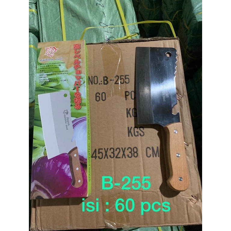 Golok Pisau Dapur Tulang Cincang Daging 32 cm B-255 Gagang Kayu B255