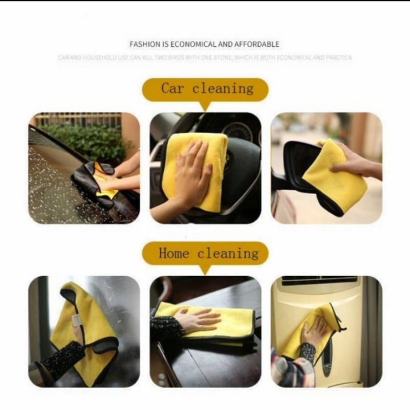 Kain Lap Microfiber 30x30 Mobil Motor Kain Lap Kuning Lembut Serap Air Kain Lap Meja Dapur Kaca Anti Lecet Otomotif Towel