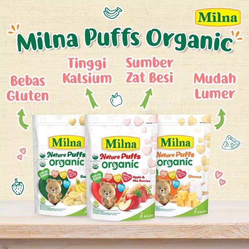 Milna Nature Puffs Organic 15 gr | Snack MPASI Baby Puff | Camilan Bayi 15gr