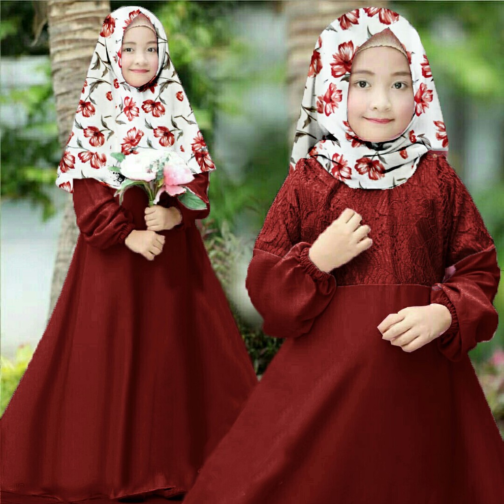 *016 KIMKIM GAMIS 2IN1 SET KIDS BAJU MUSLIM GAMIS ANAK CEWEK MODERN TEBARU GROSIR TANAH ABANG