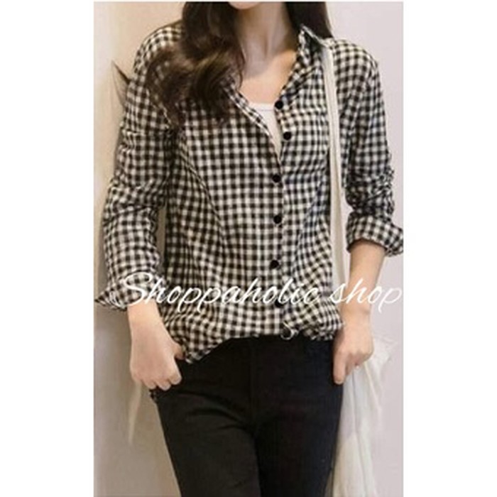 Kemeja Hem Wanita Cewek Lengan Panjang Polos Atasan Kekinian Cewek Murah  Pakaian Wanita Keme