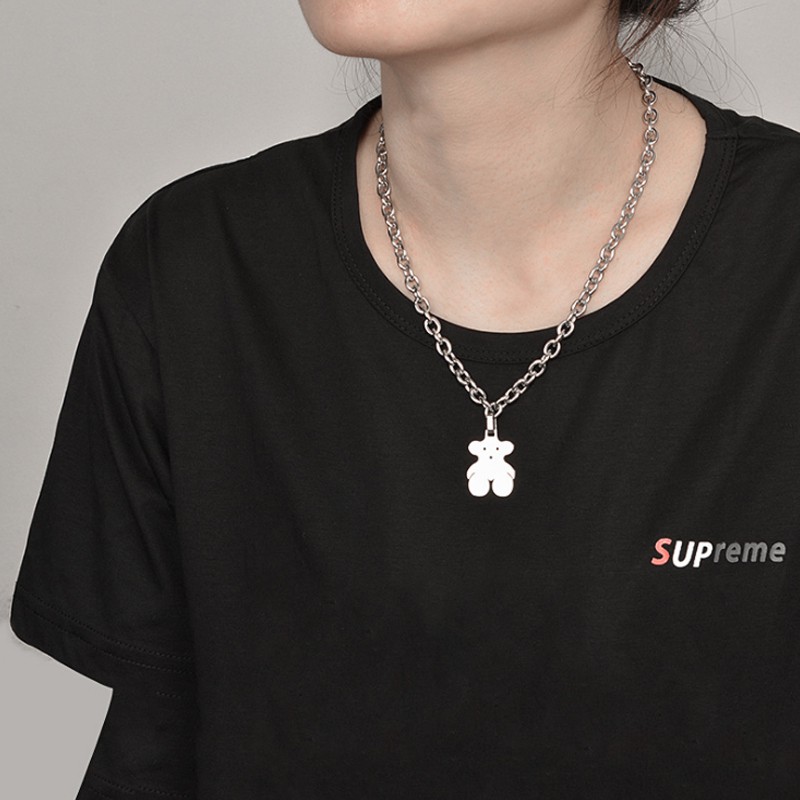 [ACKER] Hip Hop Paduan Indah Korean Kalung Wajah Beruang Fashion Untuk Wanita / Pria