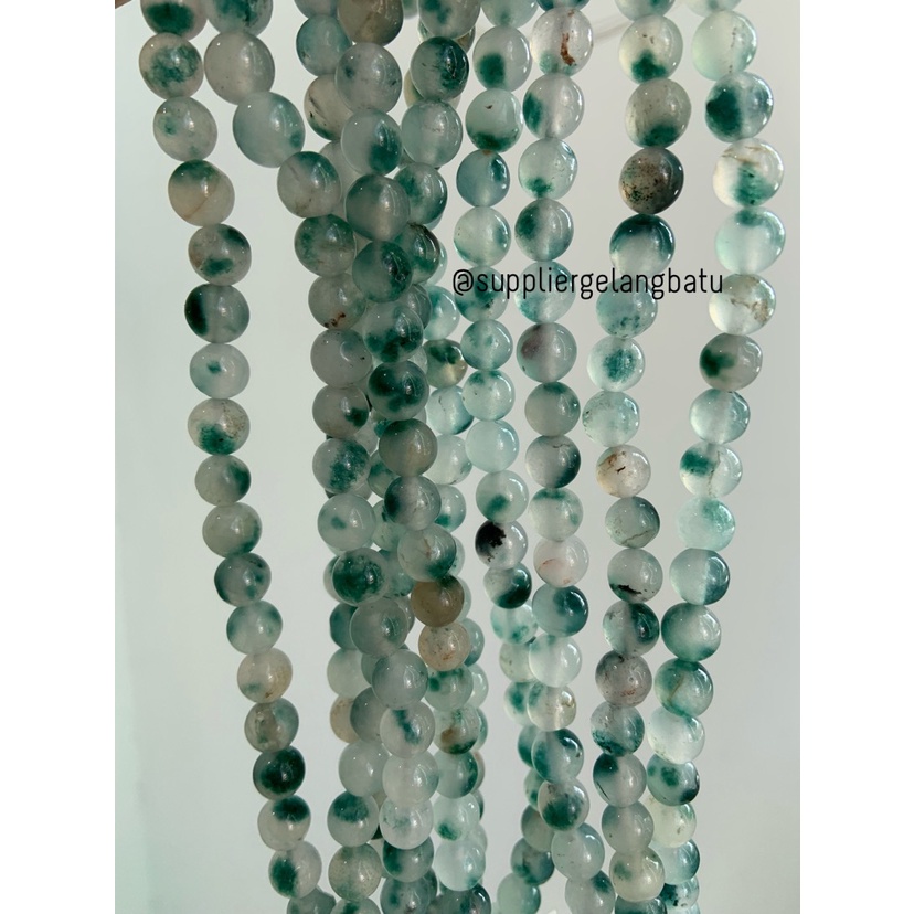 batu GIOK CINA 8mm JADE UKIR bahan gelang kalung NATURAL green akik