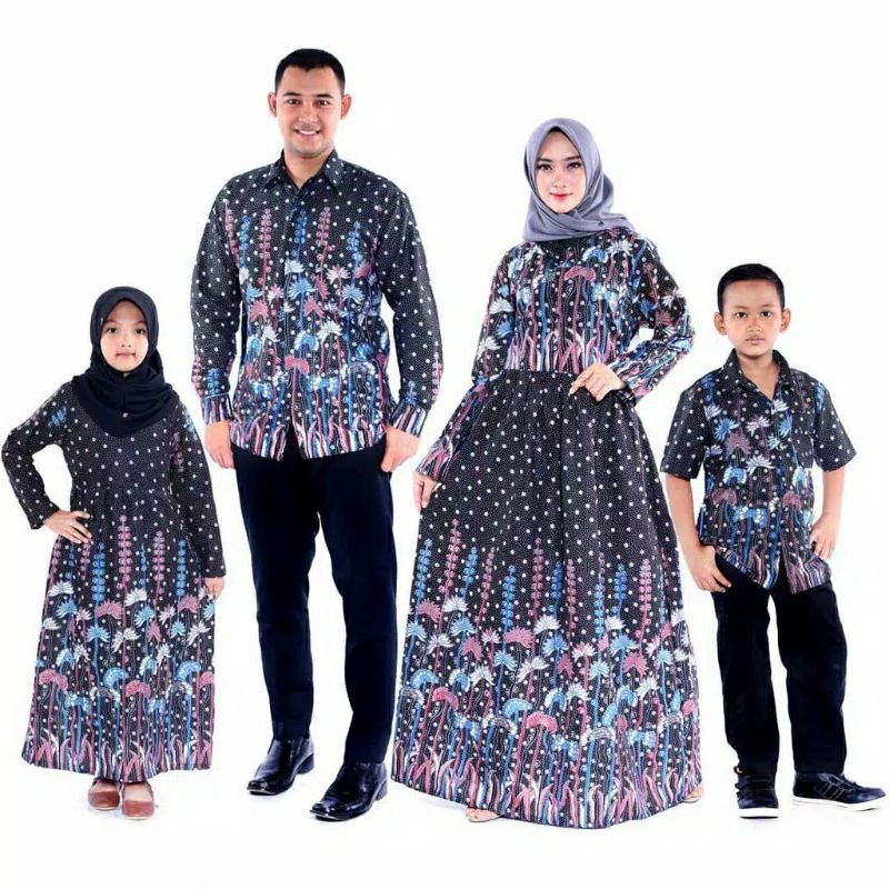 SERAGAM BATIK COUPLE KELUARGA MODEL GAMIS BATIK SARIMBIT KONDANGAN NIKAHAN AYAH IBU ANAK MURAH