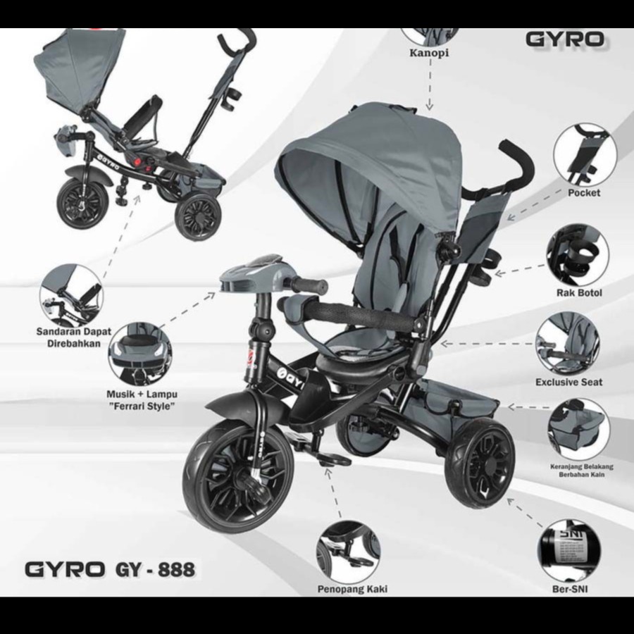 Sepeda Anak - Sepeda Roda Tiga STROLLER GYRO ST GY 888