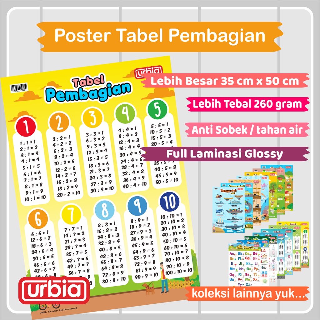 [POSTER PEMBAGIAN] - URBIA POSTER EDUKASI ANAK TK SD