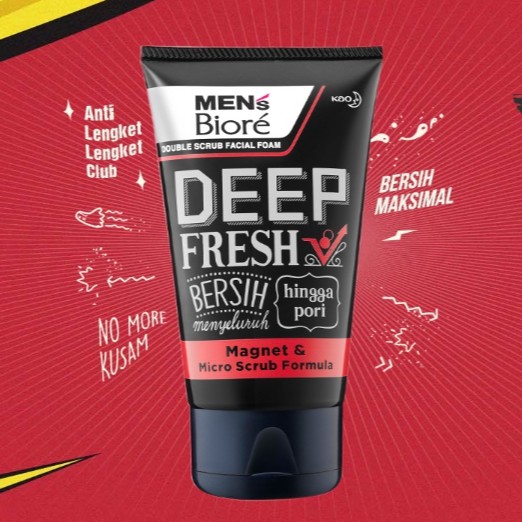 Sabun Muka Cair MEN'S BIORE DOUBLE SCRUB DEEP FRESH 100gr