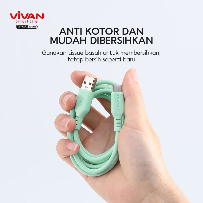 VIVAN Kabel Data Type C 3A Silicone Full SR Coverage Quick Charge Garansi 1 Tahun VSC100