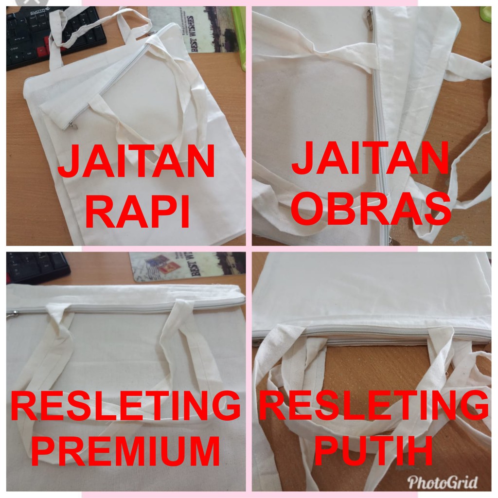 TAS Sumbu TOTEBAG RESLETING POLOS 30X40 BLACU, TOTEBAG POLOS RESLETING MURAH