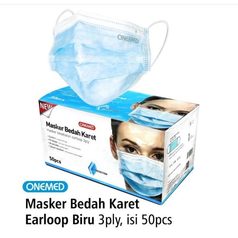 Onemed Masker Karet Biru OneMed Box 50pcs