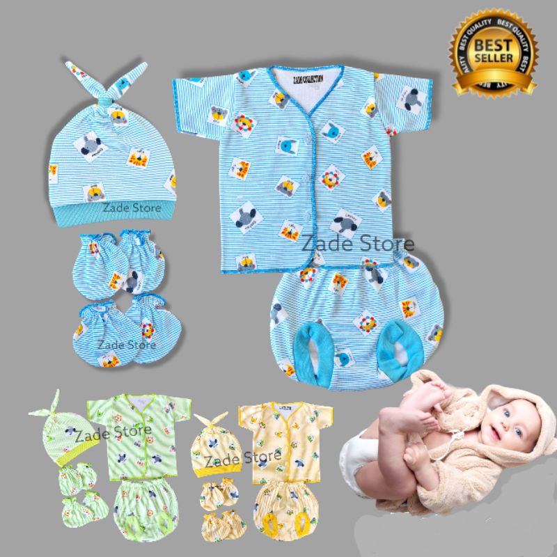 Setelan baju bayi lengan pendek newborn 0-6 bulan SNI set baju celana POP kodok topi kuncir sarung tangan kaki bayi piyama anak pendek perempuan laki-laki kaos anak motif salur kupluk bayi baru lahir