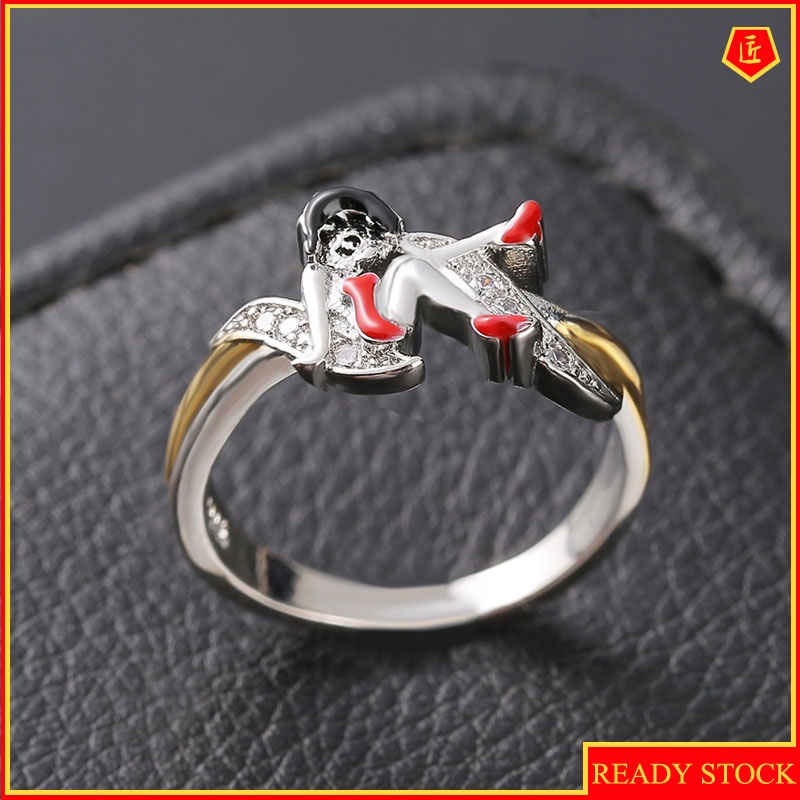 [Ready Stock]Red Dress Beauty Diamond-Studded Ring Female Fashion Personality