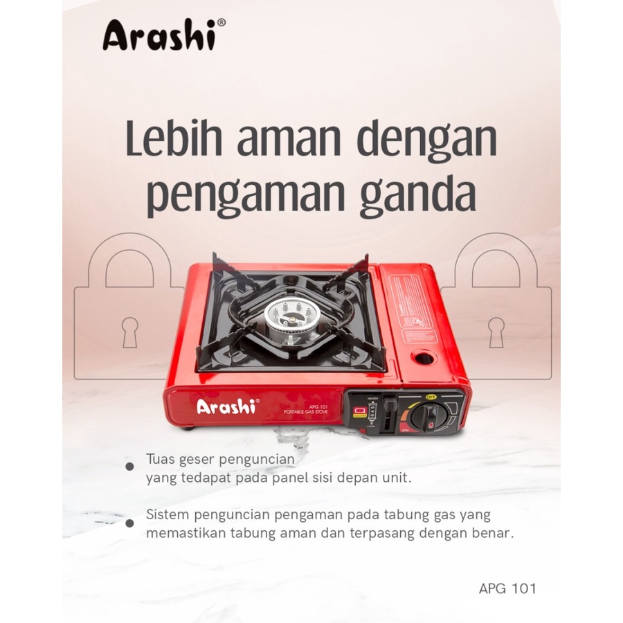 KOMPOR GAS PORTABLE ARASHI APG-101 KOMPOR CAMPING BISA GAS 3KG/KALENG