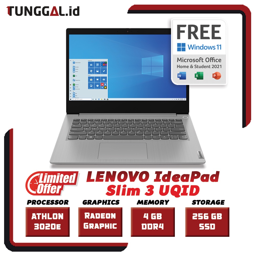 Lenovo Ideapad Slim 3 UQID AMD Athlon 3020E 4GB 256SSD 14" W11 OHS21