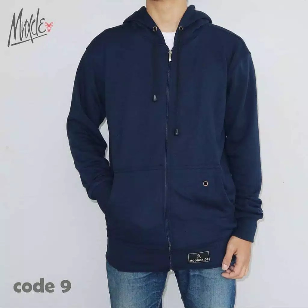 Sweater Hoodie Polos Premium Distro Moonoxide Hitam M L XL - Jaket Hoodie Pria