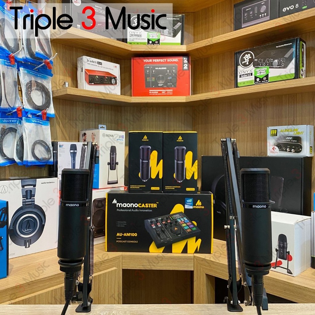 MAONO AM100 Bundle Paket Podcast 2 orang With Stand Arm