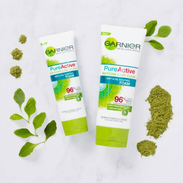 Garnier Pure Active Matcha Deep Clean Dirt &amp; Oil Control Cleanser Foam Skin Care - 100 ml