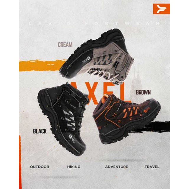 Sepatu Safety Boots Pria Ujung Besi Original Lavio Axel Hiking ke Gunung Kerja Proyek Touring Adventure Travel