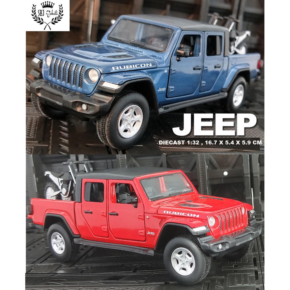 Diecast Mobil Jeep Rubicon Pickup Dengan Sepeda Motor Skala 1:32