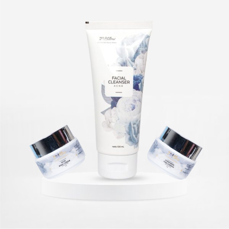 Jglow J glow Skincare Paket Sensitif  Skin Care Krim Perawatan Kecantikan Pemutih Wajah Glowing BPOM-Sensitif Acne