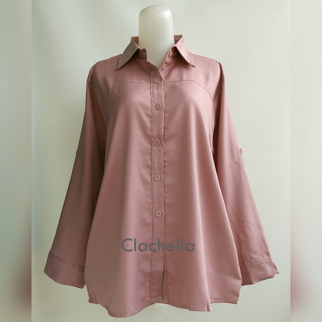 Clachella Kemeja Wanita Motif Polos, Baju Atasan Wanita B1B8539