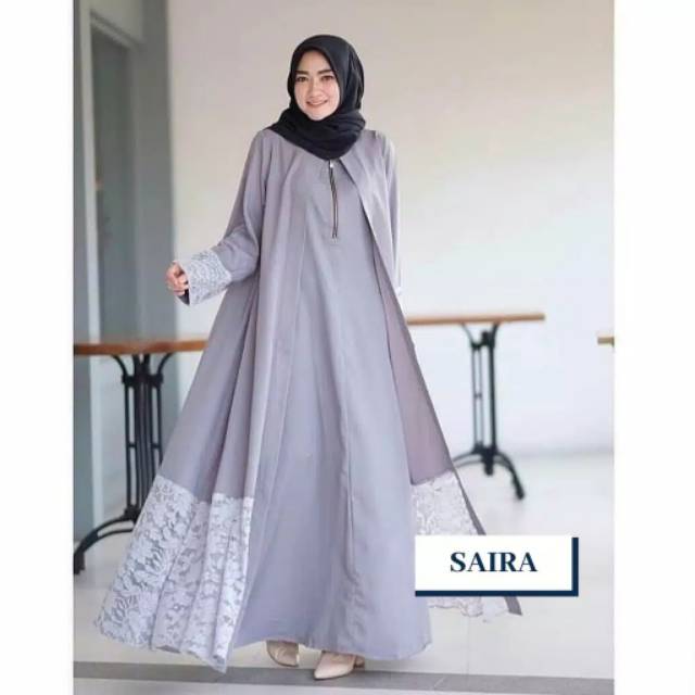 Saira abaya brukat busui pakaian wanita dress fashion muslim