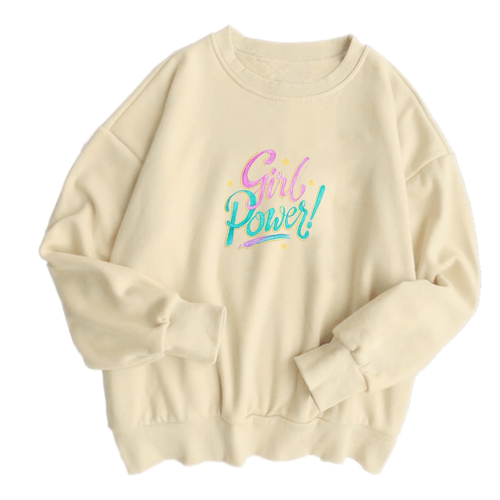 Sweater wanita oversize GIRL POWER CREWNECK Psweter cewek murah kekinian