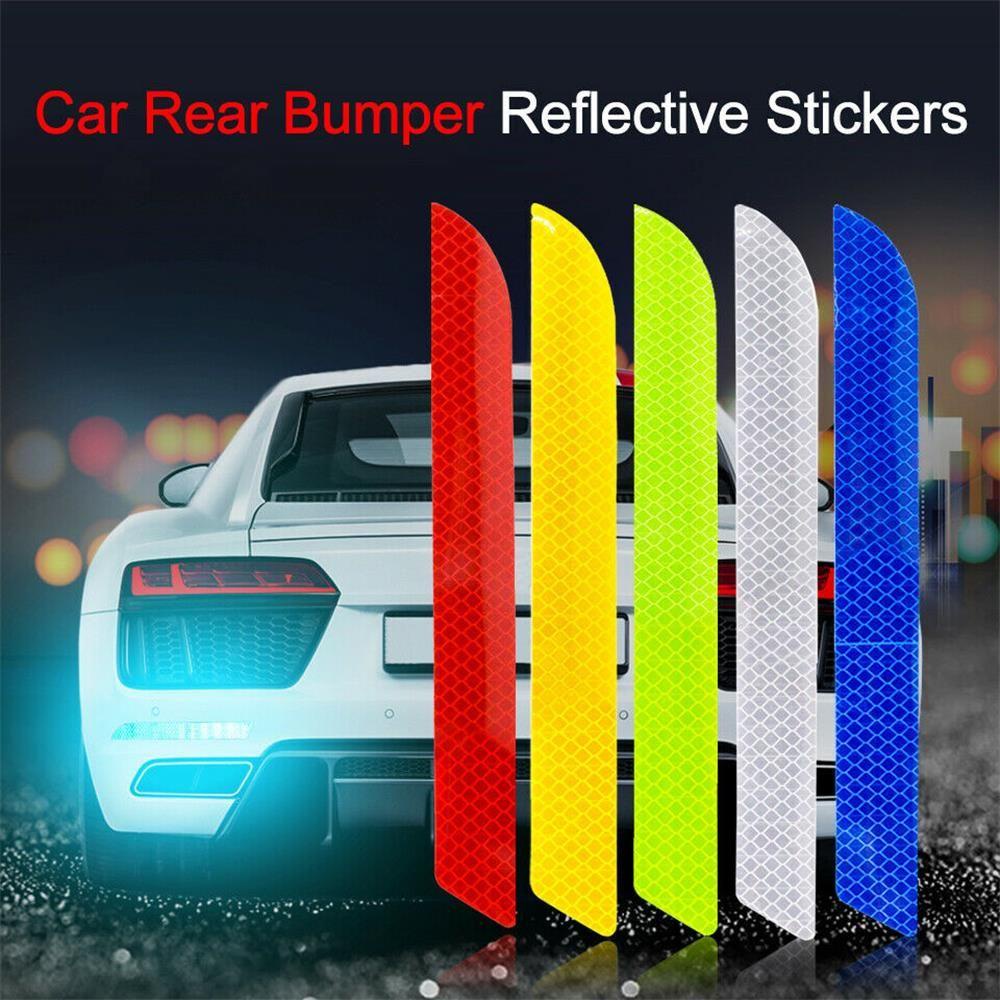 SUYOU 2PCS New Rear Bumper Stickers Decal Warning Mark Car Reflective Strips Anti-Collision Red/Blue/Orange/White/Yellow Universal Auto Safety Safety Warning Reflector Tape/Multicolor