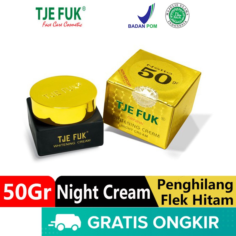 Tje Fuk Original Whitening Night Cream  Krim Wajah Malam Aman BPOM 50Gr