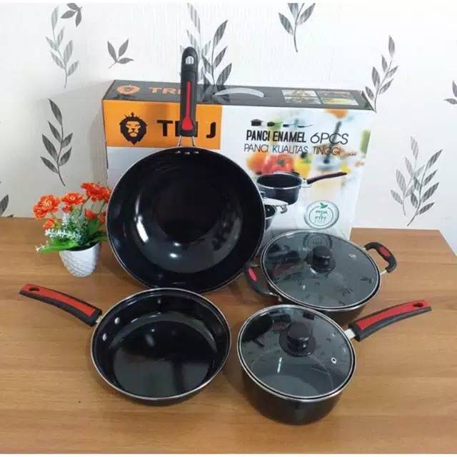Ready COOKWARE TRI J ENAMEL SET Wajan Set Enamel