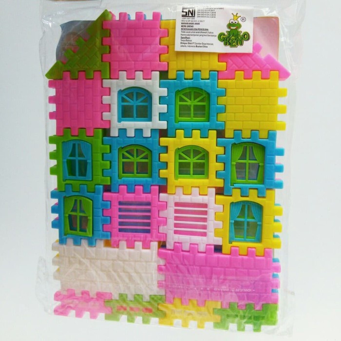 PROMO Mainan Edukasi Anak 40 PCS Puzzle Kubus Funny Block Blok Rumah Bongkar Pasang SNI