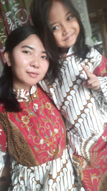 Batik Couple Keluarga Sania Ruffle Ori Ndoro Jowi Dnt Seno Merah Putih