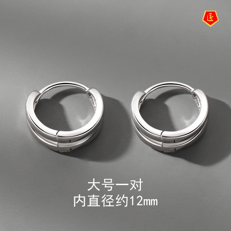 [Ready Stock]Niche Personality Silver Stud Earrings for Men