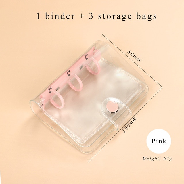 Creative Cute Transparent 3 Ring Mini Loose-leaf Hand Book Student Portable Notebook Ring Binder Kawaii School Supplies