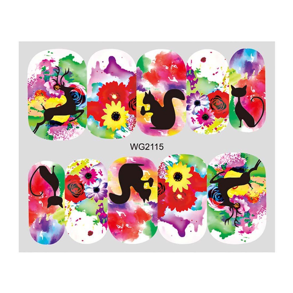 R-flower Flower Nail Stiker Air Musim Panas Kupu-Kupu Daun Sliders Leaves