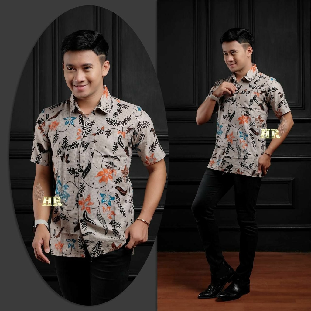 TERBARU Kemeja Batik Pria Lengan Pendek KALIANDRA HITAM Hem Baju Batik Pria Lengan Pendek M L XL XXL