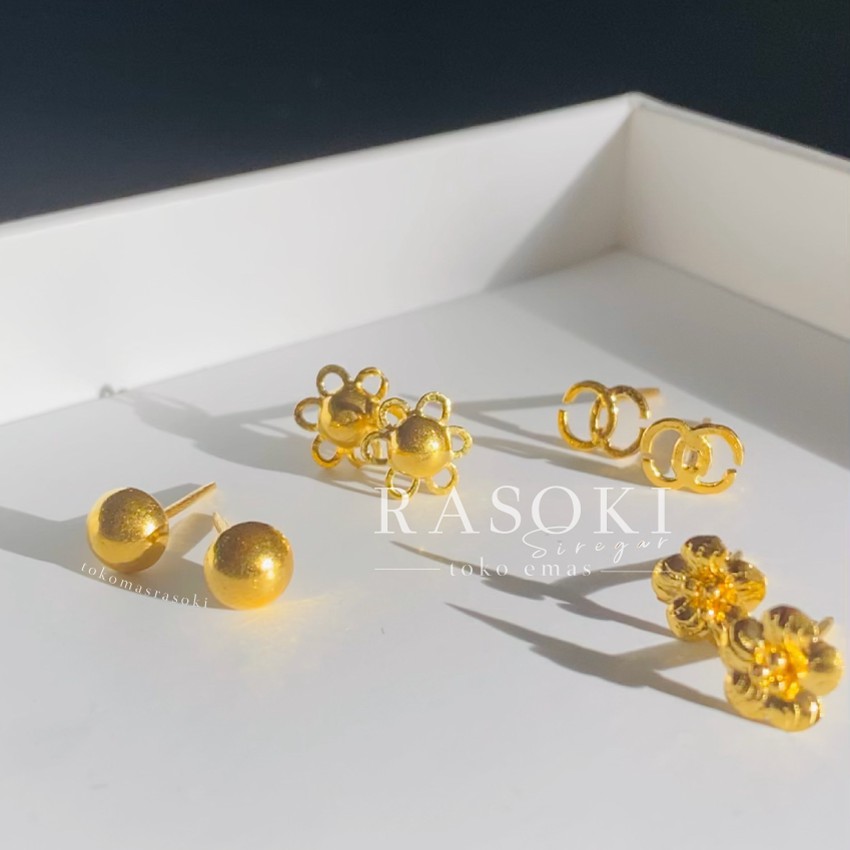 ANTING KERABU TUSUK/PAKU EMAS LONDON 1gr MAS LM 99,99% 24K | TOKO MAS RASOKI