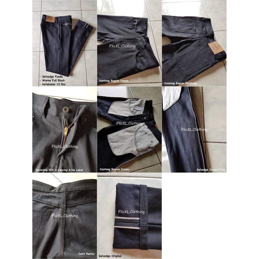 Celana Jeans Denim Selvedge Panjang Pants hitam blue indigo abu black 12oz 13oz 14oz 14.5oz 15.5oz
