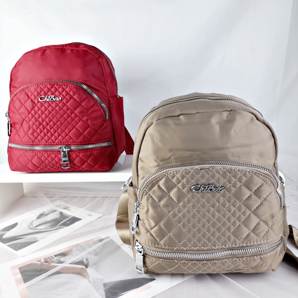 Tas Ransel Wanita Import Chibao Original Kuliah Sekolah Backpack Kecil Bahan Kain Nylon Premium Polos Bordir TAS105