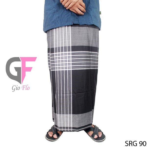 GIOFLO Sarung Pria Muslim Modern White Black / SRG 90