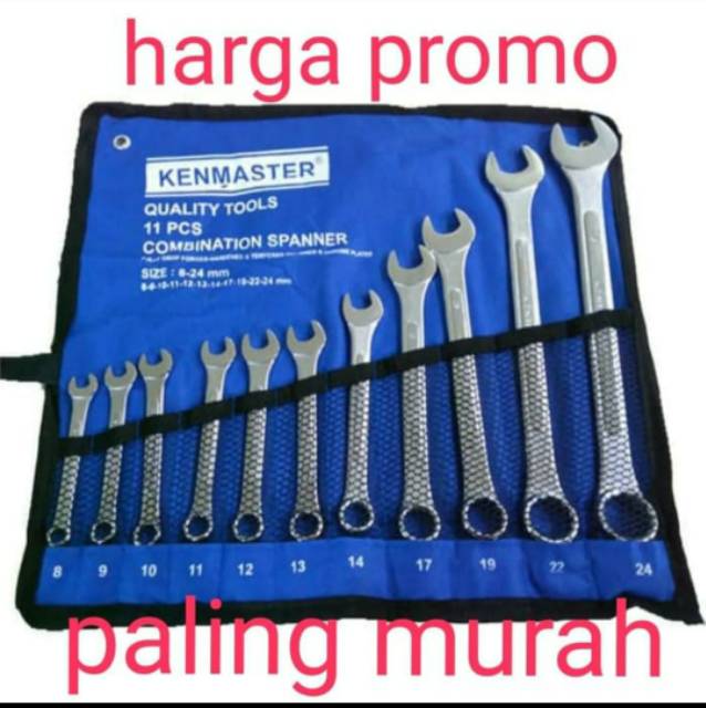 𝚔𝚎𝚗𝚖𝚊𝚜𝚝𝚎𝚛 11 𝙿𝙲𝚂 , kunci ring pas set / combination wrench  8-24 MM