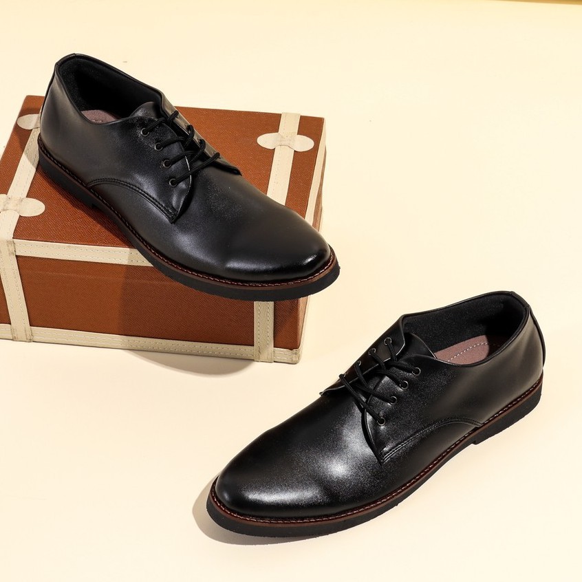 FUERTE BLACK |MNM x GIANT FLAMES| Sepatu Pantofel Pria Formal ORI