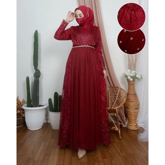 Gamis Long Princess NJ / Kebaya Modern Gamis Pesta Mewah / Dress Muslimah