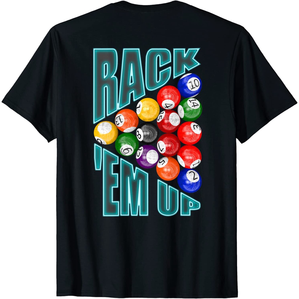 Baju Kaos Dewasa Billiards Rack em Up Eight Ball Pakaian Atasan Fashion Pria Wanita Cowok Laki Distr