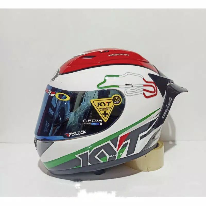 HELM KYT RC SEVEN  SERI 17 BLAK DOF/GOLD  dan MOTIP LAIN PAKET GANTENG-Seri 15 white