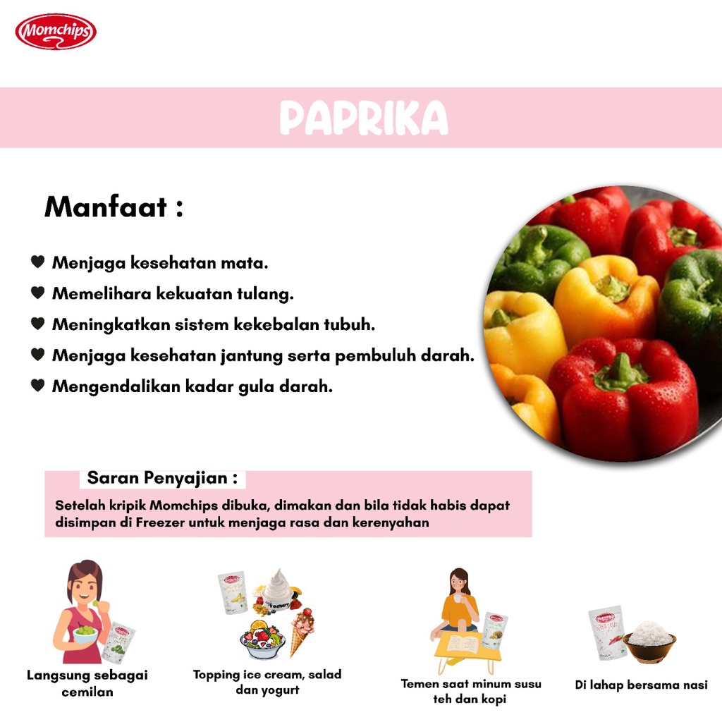 Keripik Paprika Momchips Cemilan Sehat Keluarga Snack Sehat Buah &amp; Sayur GLUTEN FREE 50gr