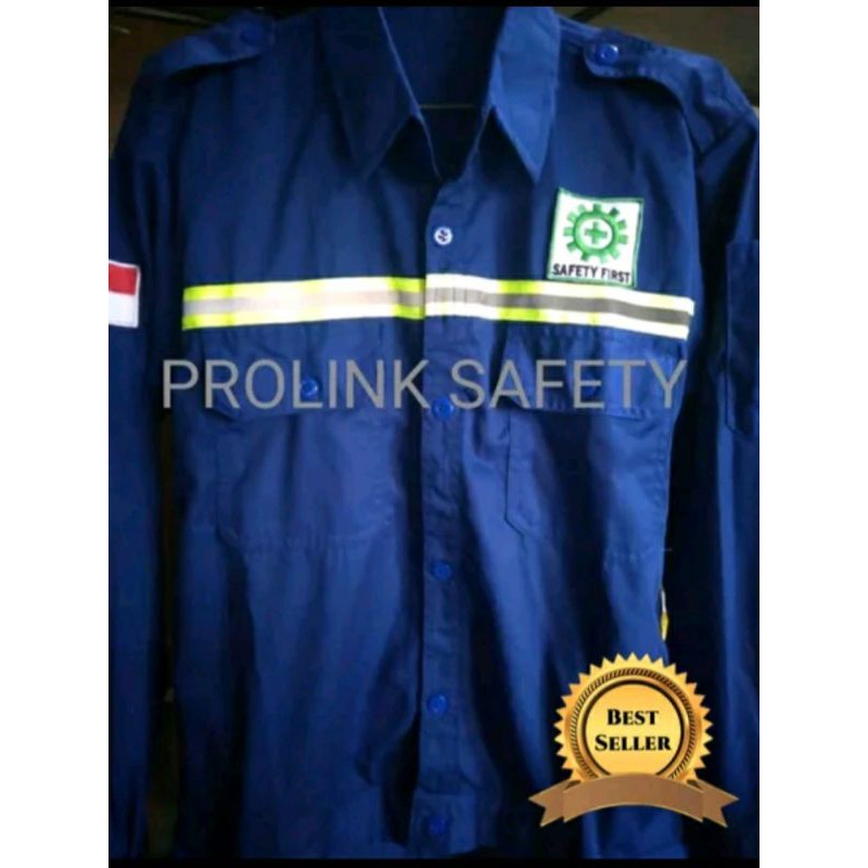 SERAGAM SAFETY BIRU KANCING SCOTLIGHT HIJAU