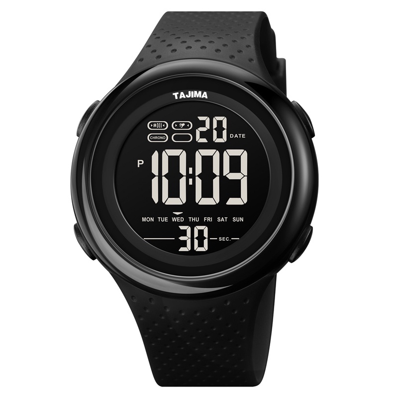 Jam Tangan Pria Digital Sport Tajima 9254 Water Resist Original Garansi 1 tahun + Free BOX-Hitam Hitam