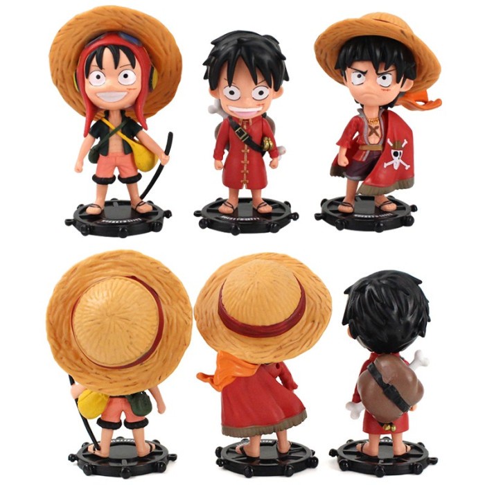 Pajangan Dashboard Mobil One Piece Luffy Set 3 in 1 Hiasan Action Figure