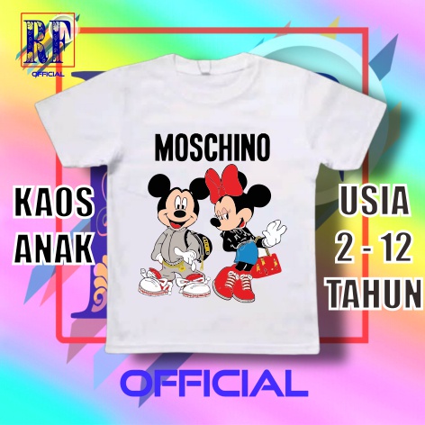 KAOS ANAK BRAND DISTRO MOSCHINO X MICKEY MOUSE / MINNIE BAJU T-SHIRT VINTAGE KAOS KIDS TEE OOTD UNIS